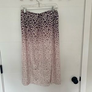 MIDI leopard print silk skirt